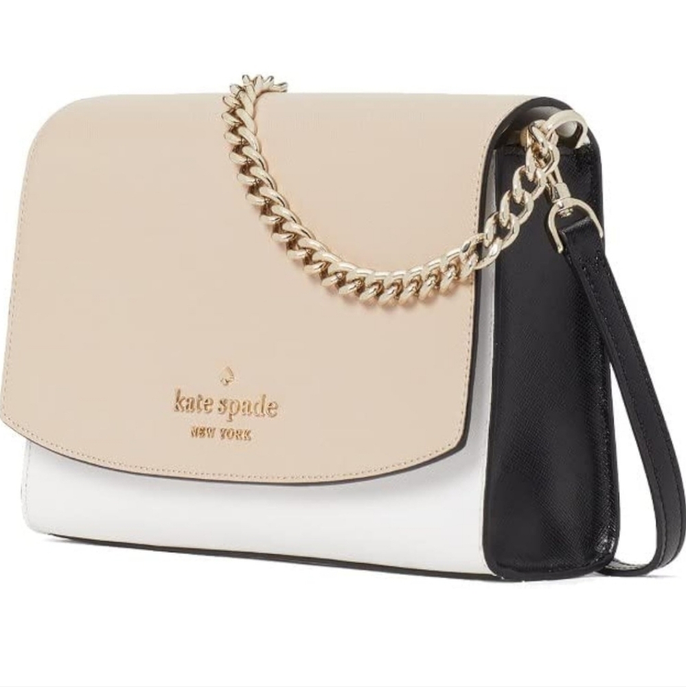 Kate Spade Carson Saffiano Leather Crossbody Beige & White Bag